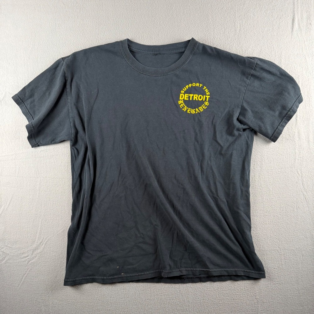 Support The Detroit Renegades Graphic T-Shirt Mens Black Short Sleeve Tee 4131